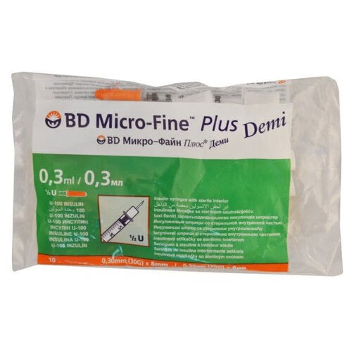    BD Micro-Fine Plus Demi U-100 , 8  x 0.3 , : 30G, 0.3 , 10 .   -     , -,   