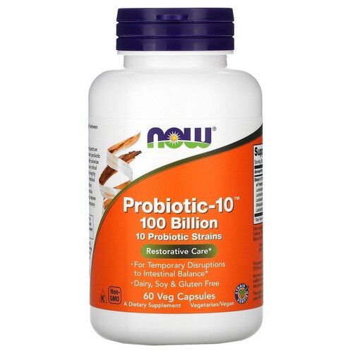 ������ ������ NOW Foods, Probiotic-10 100 Billion, 60 Veg Capsules, ���������-10, 100 ����, 60 ������������ ������ ����