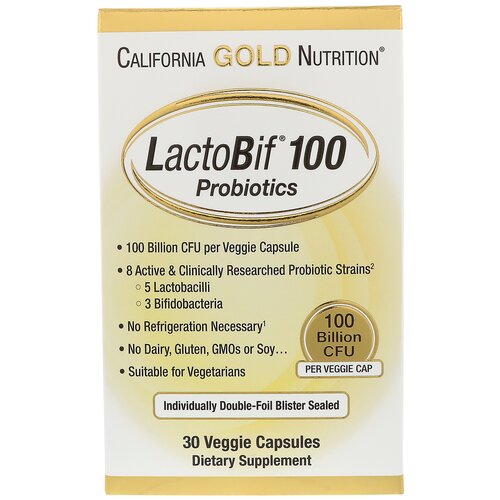 ������ ������ California Gold Nutrition LactoBif ����., 100 ���� ���, 70 �, 30 ��., �����������, 1 ��. ����