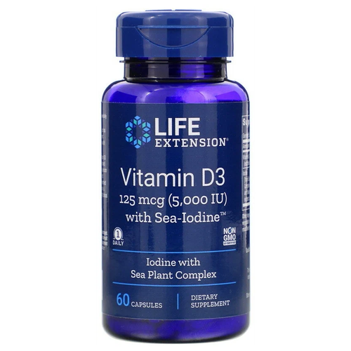   Life Extension Vitamin D3 with Sea-Iodine, 50 , 5000 , 60 .   -     , -,   