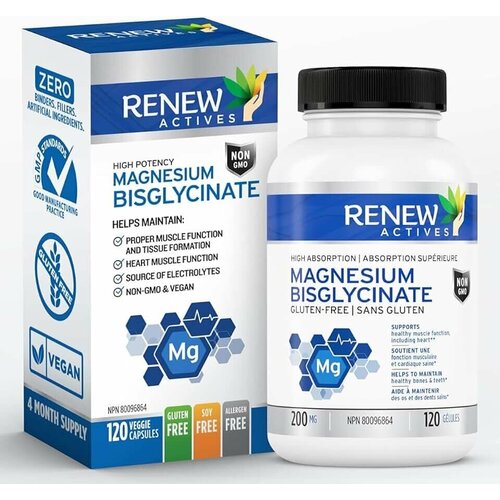  Magnesium Biglycinate, Renew Actives,   - 200 , 120    -     , -,   