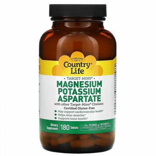  Country Life,  , Target-Mins, Calcium, Magnesium, Potassium, ,   , 180    -     , -,   