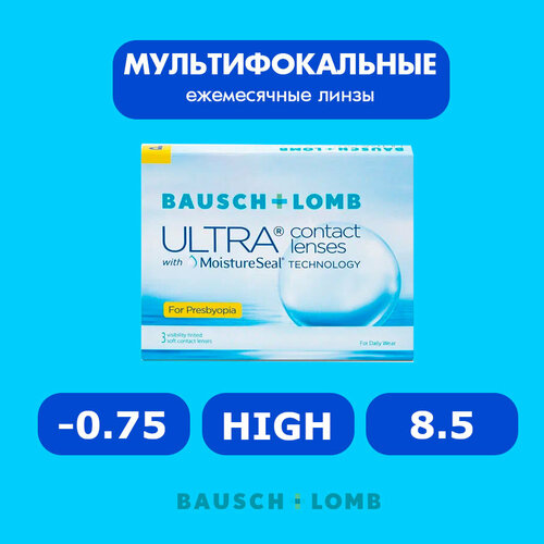 ������ ������ ���������� ����� �� ����� BAUSCH+LOMB Ultra for Presbyopia, 3 ��., R 8,5, D -0,75, ADD: �������, 1 ��. ����