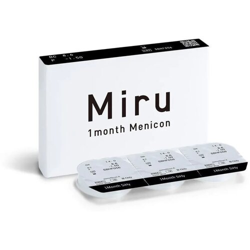 ������ ������ ���������� ����� Menicon Miru 1month, 6 ��., R 8,3, D -3,75, ����������, 1 ��. ����