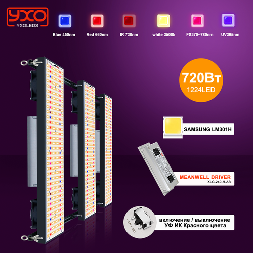 ������ ������ Samsung Lm301h 720W Quantum Board LED grow Light ������ ������ 2.9Umol / J bead DIY � ������� ������������ ��������� ����