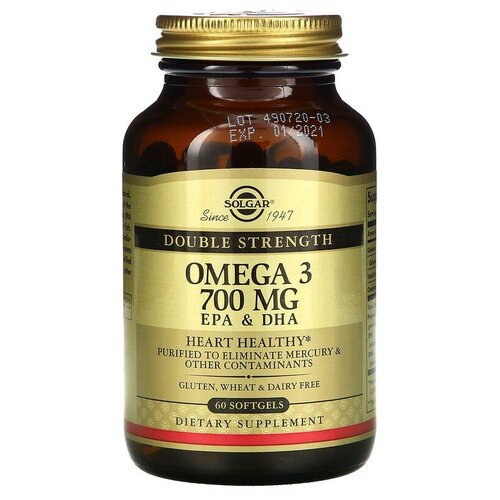 ������ ������ Solgar, Omega-3, EPA & DHA, Double Strength, 700 mg, 60 Softgels ����