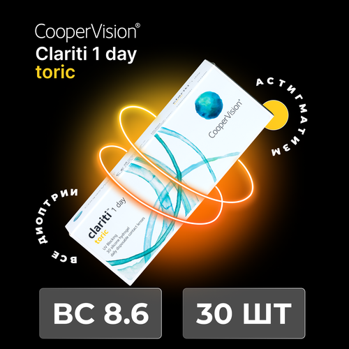 ������ ������ ���������� ����� CooperVision Clariti 1 day toric., 30 ��., R 8,6, D -1,5,�CYL:�-1,25,�A�:�90, ADD: +1.00 D, ����������, 1 ��. ����