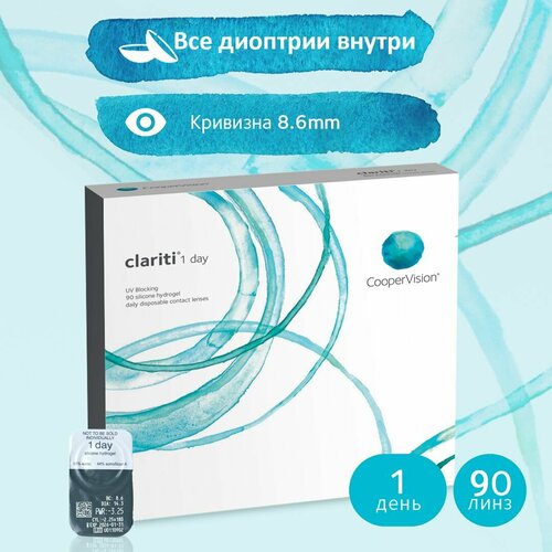 ������ ������ ����������� ���������� ����� CooperVision Clariti 1 day, 90 ��., R 8,6, D -0,5, 1 ��. ����
