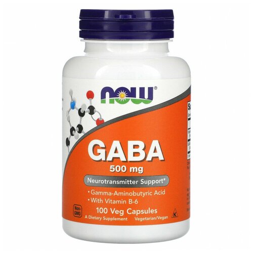 ������ ������ NOW Foods, GABA, ���� � ��������� B6, 500 ��, 100 �������������� ������ ����