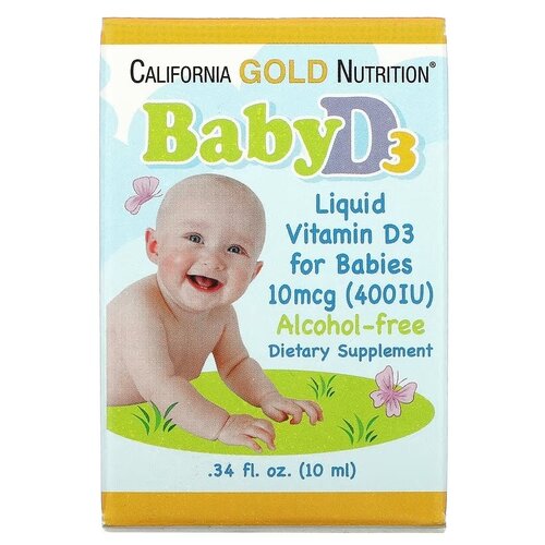  California Gold Nutrition Baby Vitamin D3 Liquid ., 10 , 10    -     , -,   