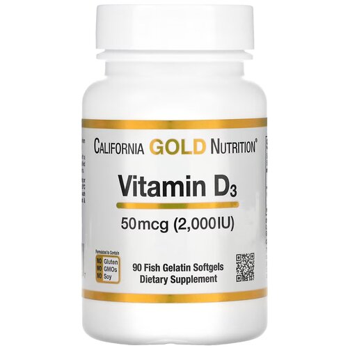   3 (Vitamin D3 California Gold Nutrition), 50  (2000 ), 90    -     , -,   