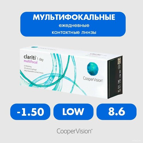 ������ ������ ����������� ���������� ����� CooperVision Clariti 1 day Multifocal, 30 ��., R 8,6, D -1,5, ADD: ������, 1 ��. ����